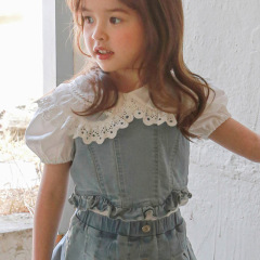 2024 Summer Strawberry Shan Korean Children's Clothing Children's Girls Fashion Chic Denim Tank Vest 
