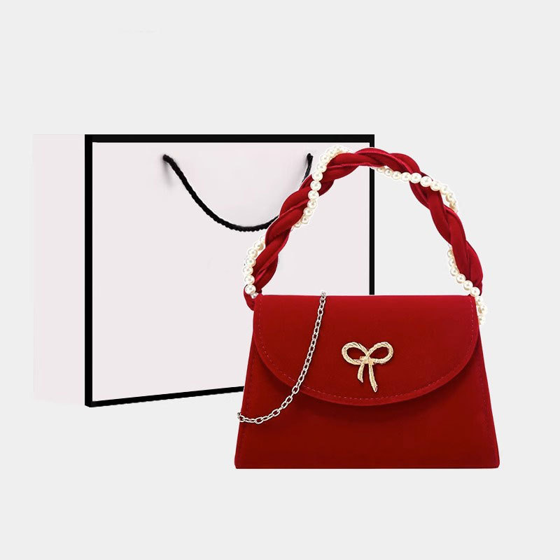 Bolso de boda estilo 2025, bolso de mano de alta gama, elegante bolso de boda para mujer, bolso de novia rojo