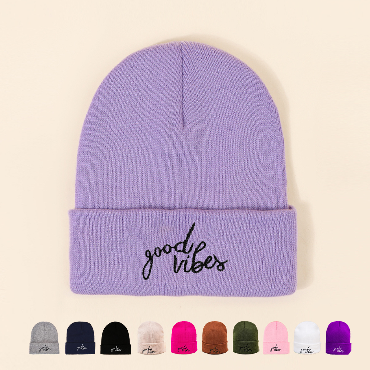 70g Weight Wool Cap Hats Type Unisex Basic Letter Embroidery Eaveless Wool Cap