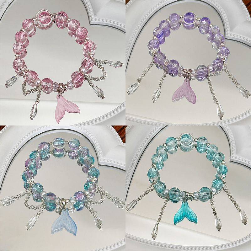 Dreamy Beaded Tassel Bracelet for Women, Niche Design, High-Looking, Personalized, Non-Colliding Fishtail Bracelet, Bestie Gift