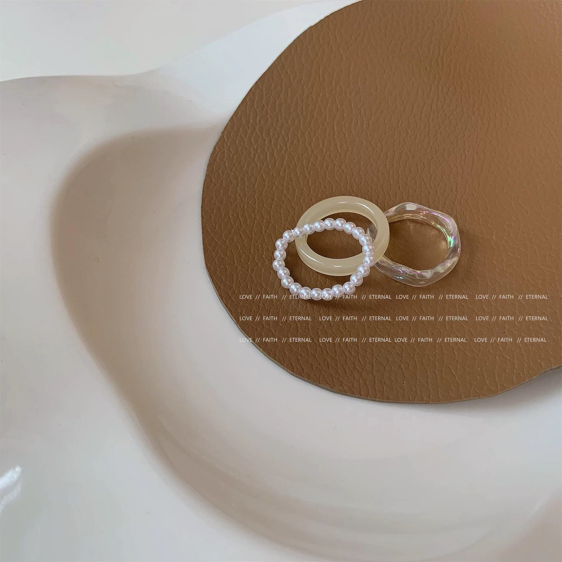 Кольцо (Korea ACC) Acrylic One-Size Chunky Ring для указательного пальца, цветной мраморный узор