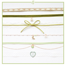 森系软妹饰品少女绿色颈带桃心蝴蝶结颈链Choker项圈锁骨链项链