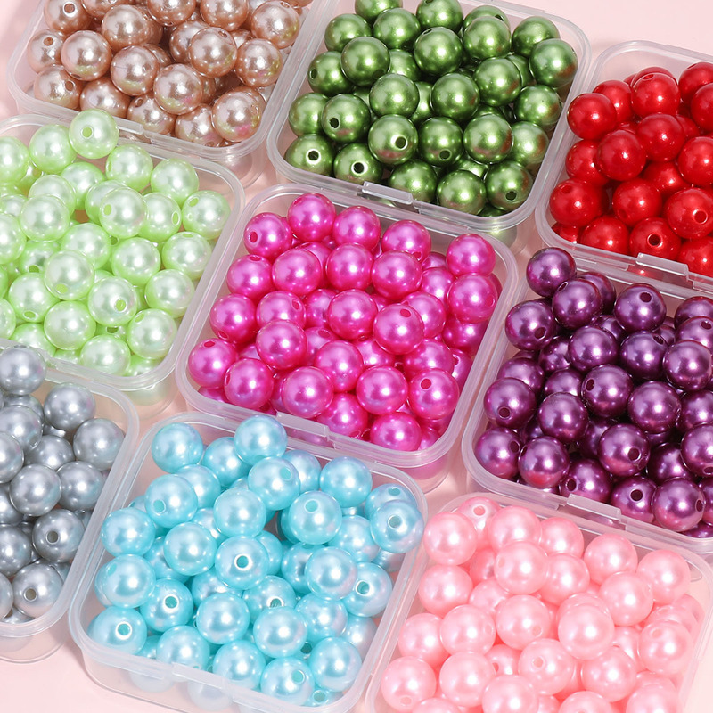 3-12mm Colorful Straight-Hole Abs High-Gloss Imitation Pearls, Non-Peeling Pearls, Handmade Beading Loose Beads, DIY Jewelry Accessories