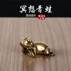 純黃銅實心復古風青蛙蟾蜍桌面擺件茶寵鎮紙小把件擺件工藝品批發