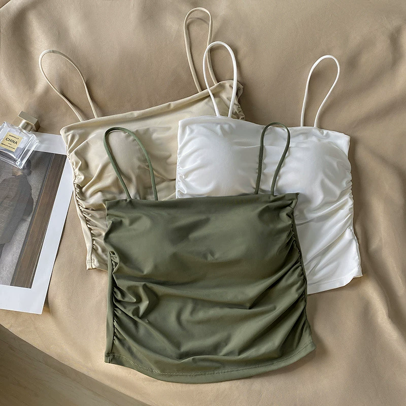 Шелковая майка, нижнее белье как верхняя одежда, дизайнерский топ с чашечками, приталенная летняя футболка без рукавов, тренд сезона