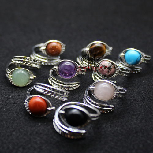 Wholesale of European and American jewelry and accessories. Medieval retro exaggerated blue turquoise ring with adjustable opening.