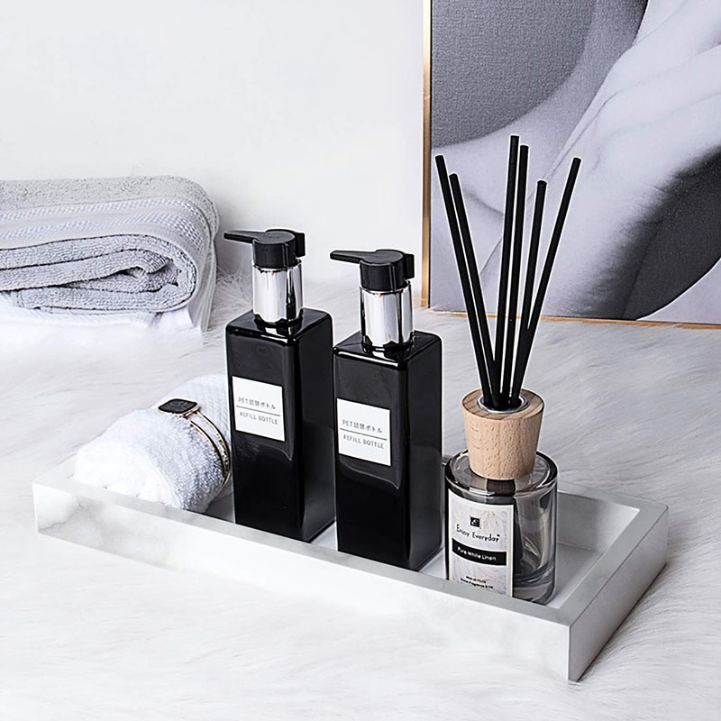 Bandeja de silicona con efecto mármol, rectangular, ideal para almacenamiento de joyas o decoraciones de baño en hoteles