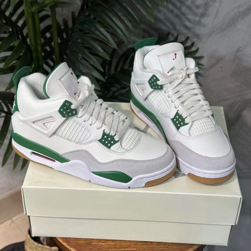 Zapatos de baloncesto de cuero de vaca original puros Pitian AJ4 zapatos antiderrapante retro zapatos de cuero de cabeza zapatos de hombre y mujer