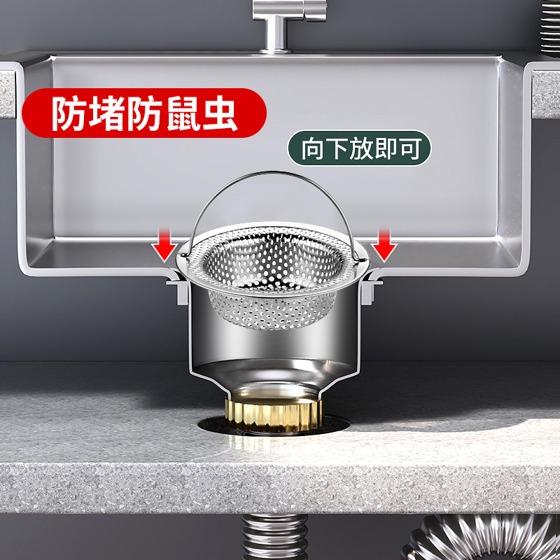 Colador de fregadero de acero inoxidable, filtro de drenaje para cocina, resistente y fácil de limpiar