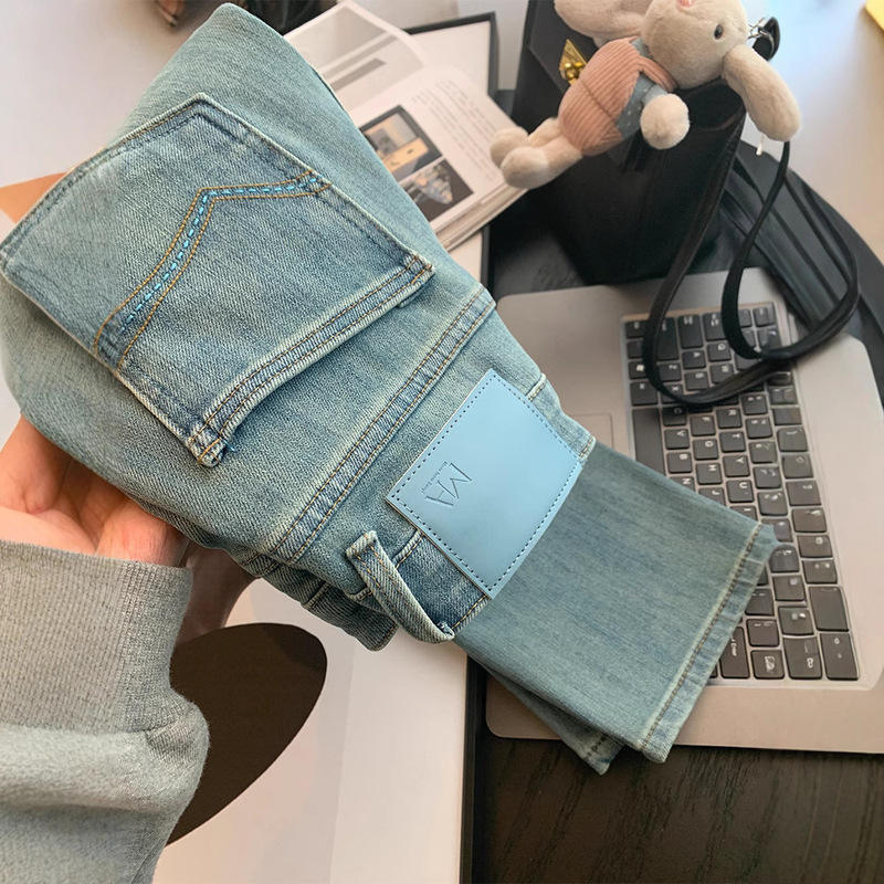 High-Waisted Slimming Cropped Straight-Leg Jeans for Women, Summer New Thin Fashion Versatile Fresh Blue Cigarette Pants Korean Version High-Waisted Slimming Cropped Straight-Leg Jeans for Women, Summer New Thin Fashion Versatile Fresh Blue Cigarette Pants Korean Version