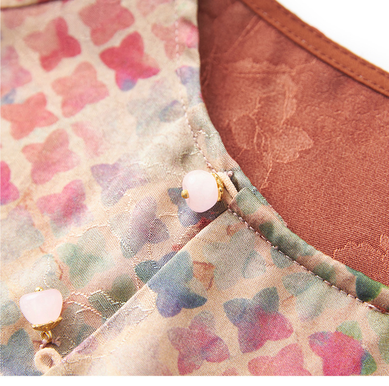 Bộ áo vest jacquard họa tiết cỏ bốn lá kết hợp quần short cạp thun nữ mùa hè — Cỏ bốn lá chi tiết 12