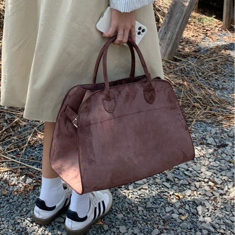 Suede Tote Bag for Women 2026 Spring New Design Versatile Large Capacity Retro Commuter Handbag Computer Bag