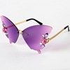 Frameless cut border butterfly shape cross -border foreign trade funny sunglasses inlaid diamond colorful tide party