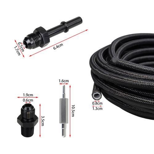 Car Modification PTFE Material 7.6M Nylon Braid Fuel Hose AN6 Fuel Hose Connector Installation Rod Kit
