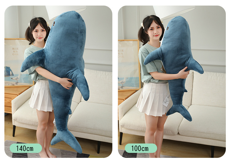 Ah Wu Shark Plush Pillow Toy, Realistic Large Shark Doll, Long Sleeping Leg-Cuddle Pillow, Birthday Gift for Women