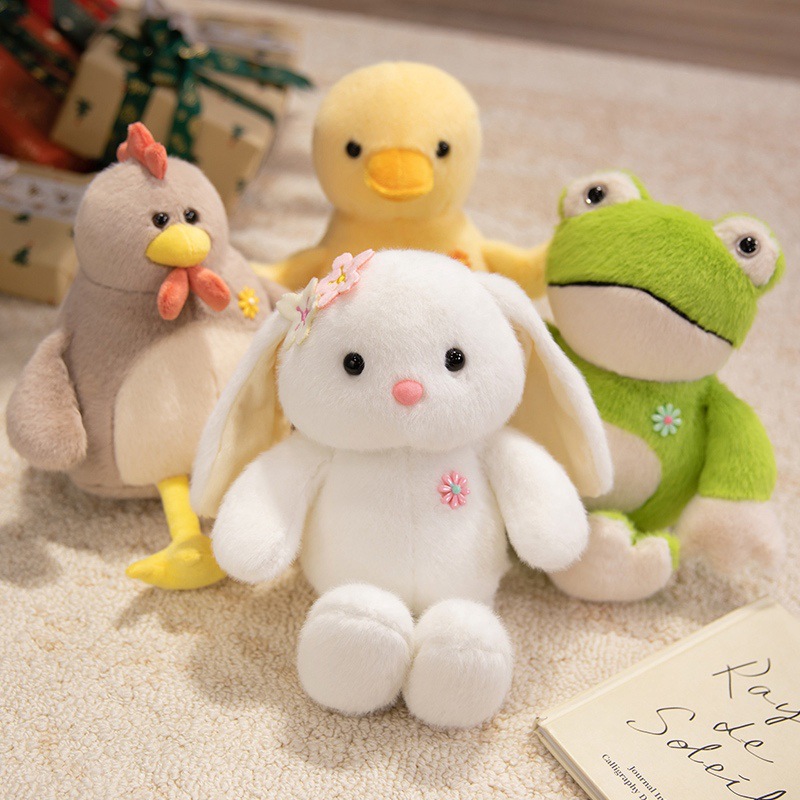 Cross-Border Rabbit Doll Plush Toy Cute Frog Doll Cute Chick Yellow Duck Claw Machine Birthday Gift