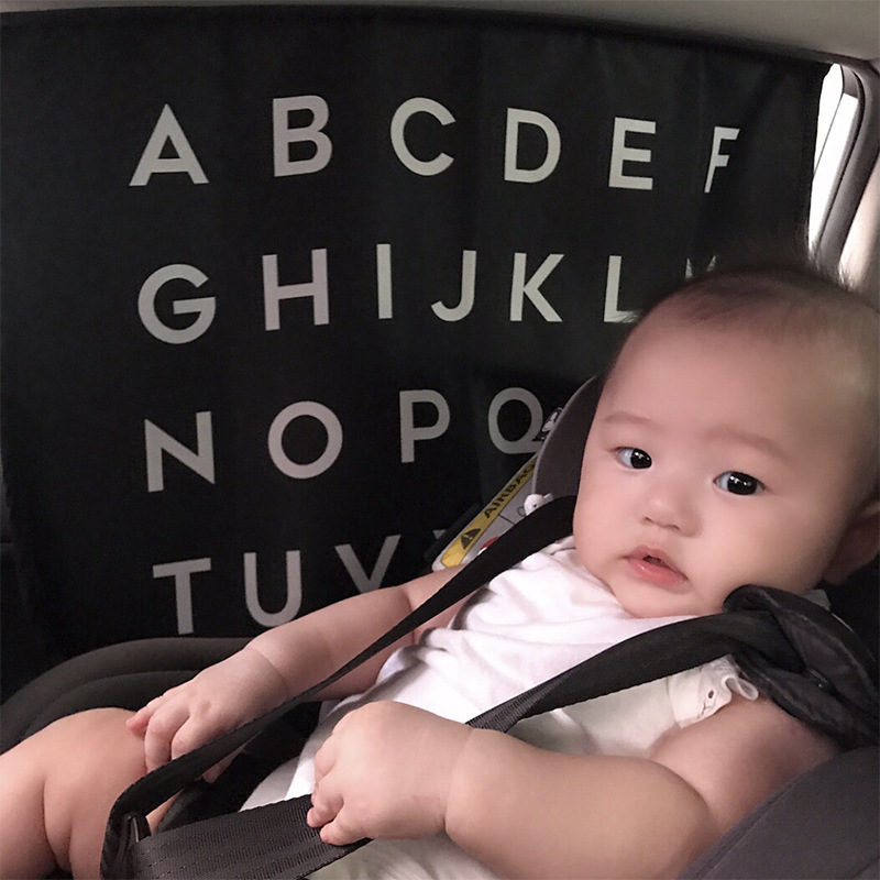INS Style Windmill Sunshade Curtain for Children's Learning Car Door with 26 Letters, Magnetic Adhesion