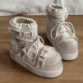 7cm隐形内增高战损马丁靴秋冬加绒加厚复古做旧高帮厚底雪地靴