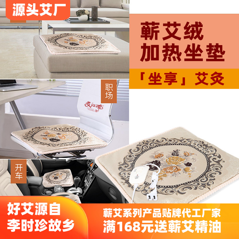 李时珍蕲艾绒电加热坐垫 车载加热艾绒坐垫 温灸艾灸坐垫厂家批发