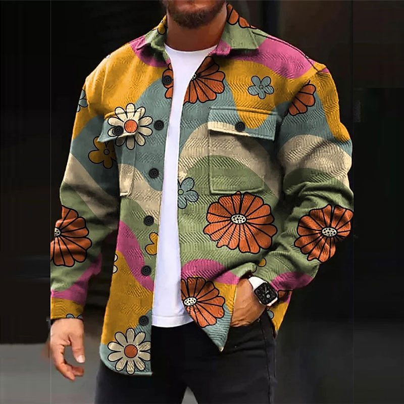 Venta caliente moda moda moda impresión digital chaqueta de solapa retro estilo británico chaqueta de un solo pecho MD05