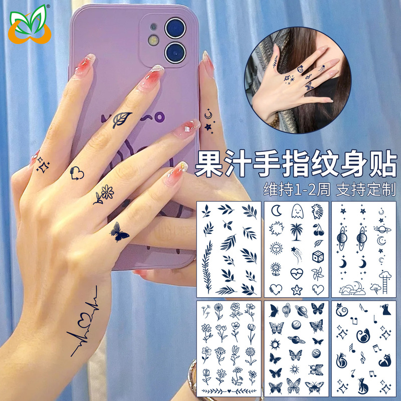 New in stock Small Fresh Juice Semi-permanent Finger Tattoo Sticker Herbal Cochlea Plant Juice Tattoo Sticker