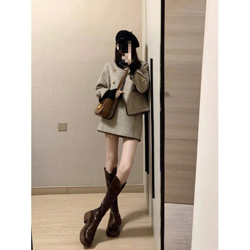 初秋装穿搭配一整套女2025新款小香风今年流行深冬半身裙两件套装|undefined