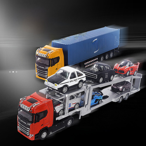 New Scania Alloy Container Truck Model Simulation Trailer Semi-Trailer Double Deck Transport Vehicle Toy