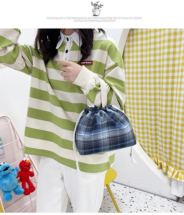 JK Japanese-style small bucket tote canvas bag, new simple and versatile, artistic single-shoulder hand-carry lunch box bag for women undefined