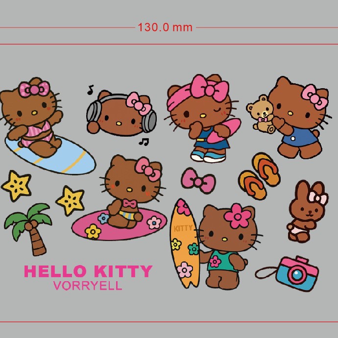 Pegatina de transferencia decorativa impermeable de kitty de cuero negro Pegatina de cristal Vaso de agua de dibujos animados lindo de alto valor Pegatina resistente a los arañazos