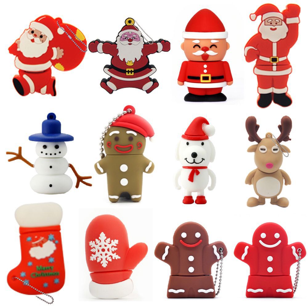 U盘批发生产创意圣诞节U盘定 制 PVC圣诞老人圣诞树U盘刻字加LOGO