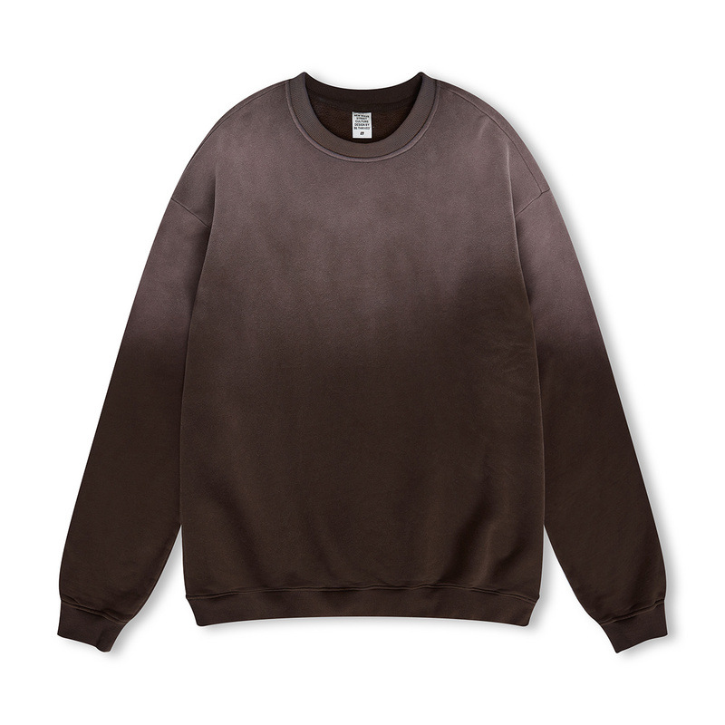 Erkek Giyim ana cadde 400G fırçalanmış peluş degrade sprey maymun zanaat yuvarlak yaka uzun kollu sweatshirt_voghion.com