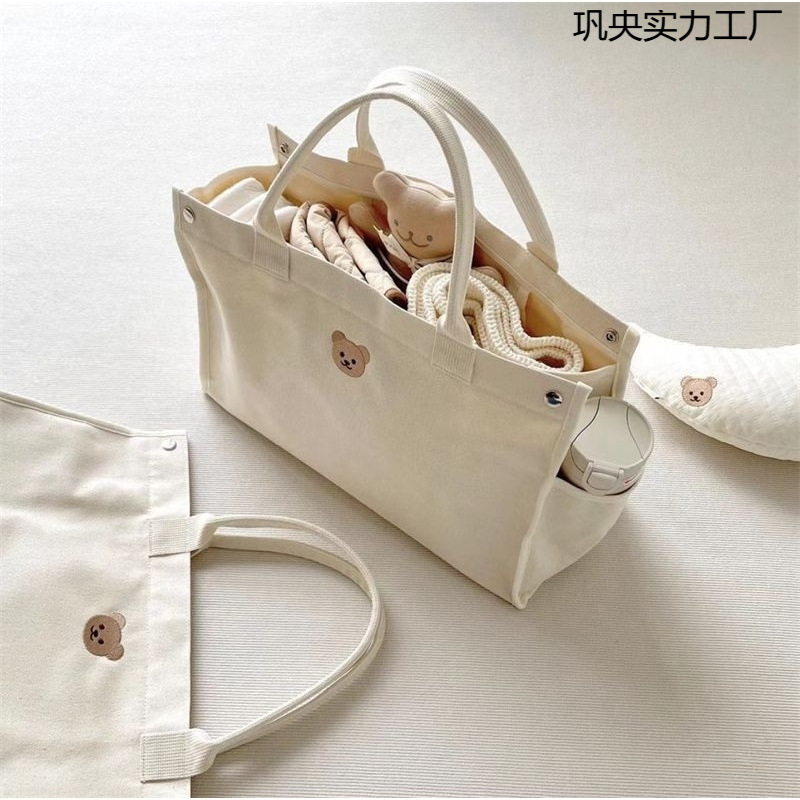新品 韩国妈咪包新款多功能大容量外出母婴包手提帆布母婴包
