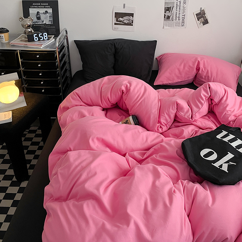 2024 nueva serie de cuatro piezas de mezcla y combinación de color sólido de algodón lavado de peso alto