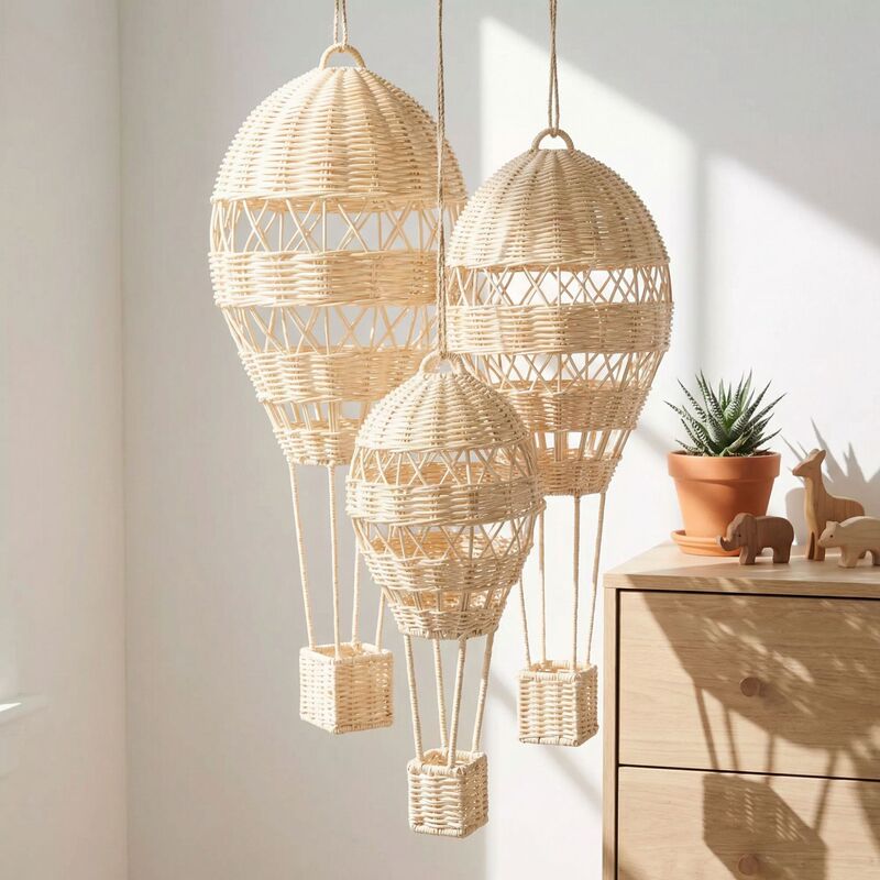 Cross-Border Nordic Style Handmade Rattan Hot Air Balloon Children's Room Decoration for 100-Day Celebration, Photography Studio, Home Decor Items Cross-Border Nordic Style Handmade Rattan Hot Air Balloon Children's Room Decoration for 100-Day Celebration, Photography Studio, Home Decor Items