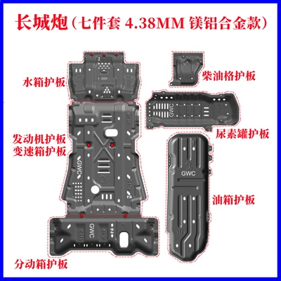 Great Wall Gun Off-road Chassis Guard Refitting A Commercial Diesel Steam 22 Diamond Gun Underbody Guard Engine (Underbody protection plate/engine baffle) - default-items-great-wall-cannon-7-part-diesel-version-438mm-thick-magnesium-aluminum-alloy-model