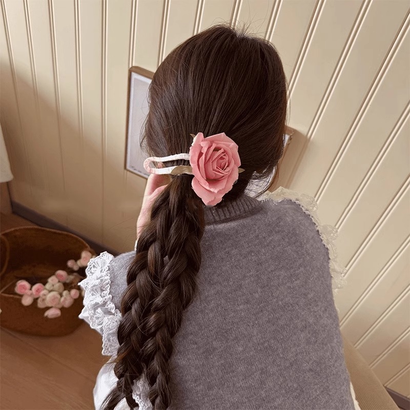 Sen Rose clip de cabello de mujer de alto nivel detrás de la cabeza de un clip de boca de pato medio clip de cabello clip de cabello tocado