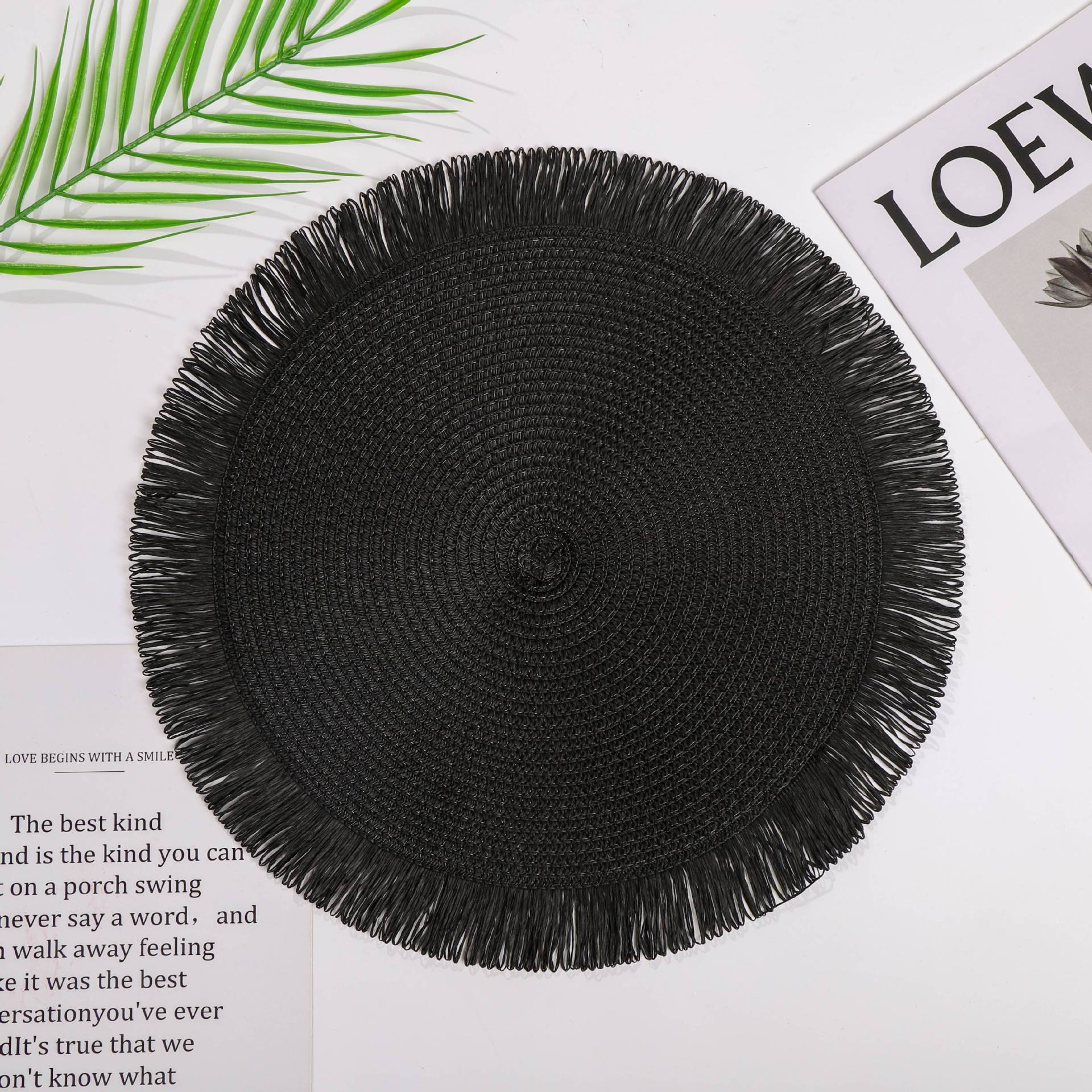 Manteles individuales redondos de ratán, manteles individuales de estilo japonés para frutas, manteles individuales para mesa de centro, manteles individuales, vajilla exclusiva transfronteriza