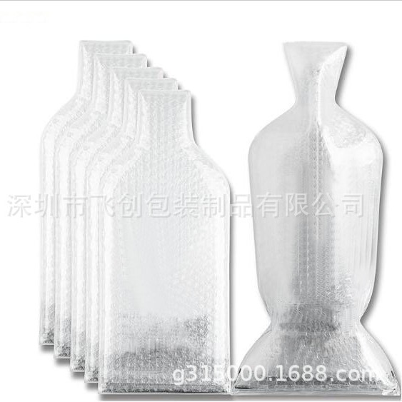 现货全透明无印刷酒瓶保护袋跨境重复使用气泡酒袋PVC酒瓶保护套