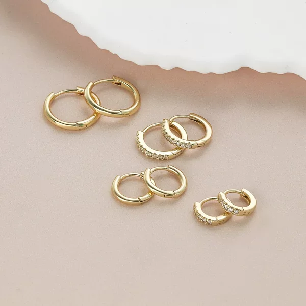 Brass real gold plating European and American cross-border hot fashion inlaid zircon all-match circle earrings ladies earrings suit
