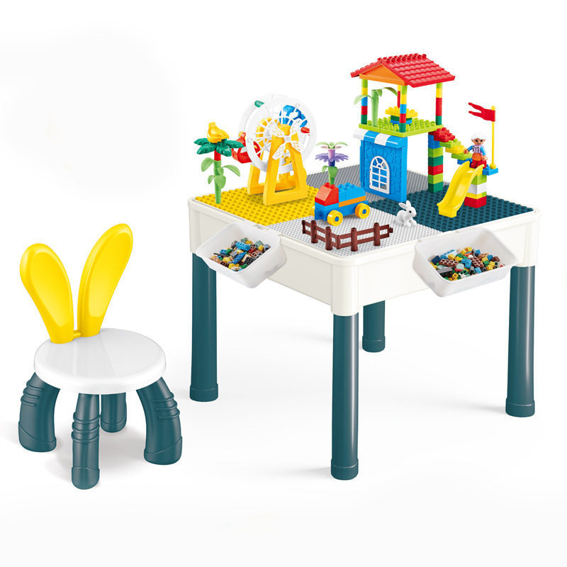Mesa multifuncional para niños transfronterizos DIY ensamblaje de bloques de construcción mesa de pescado magnética eléctrica de juego acuático tabla de juguetes