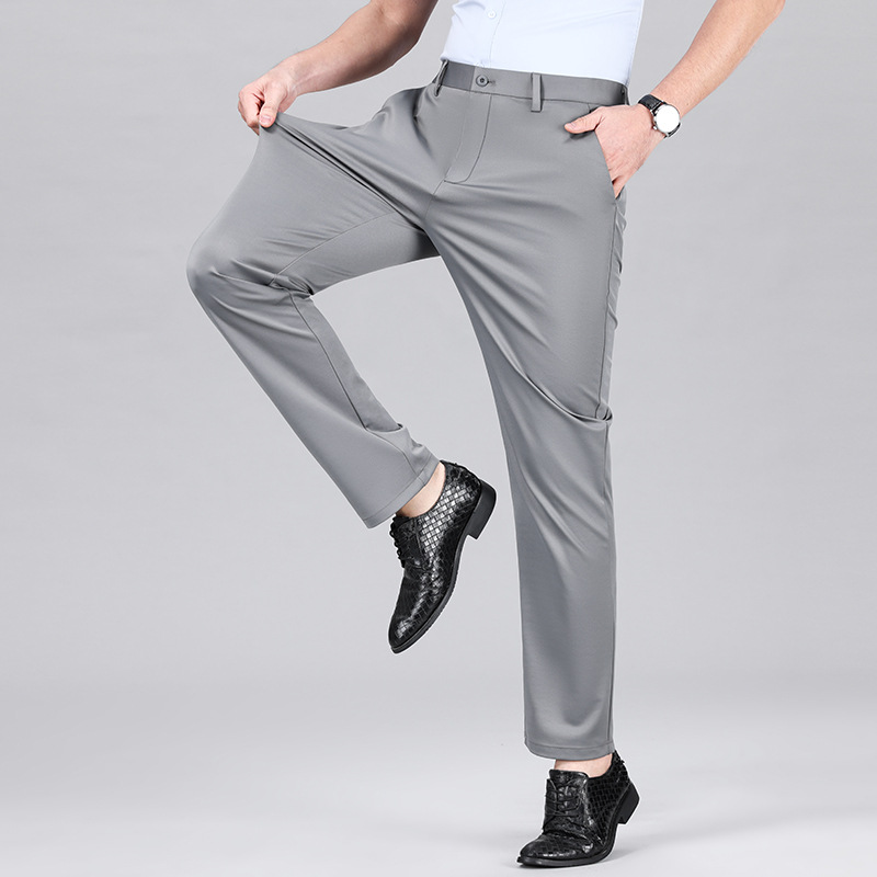 High-End Business Freizeit hose Herren Frühling und Sommer dünne eisige Seide coole gerade Stretch hose nicht bügel freie lange Hose