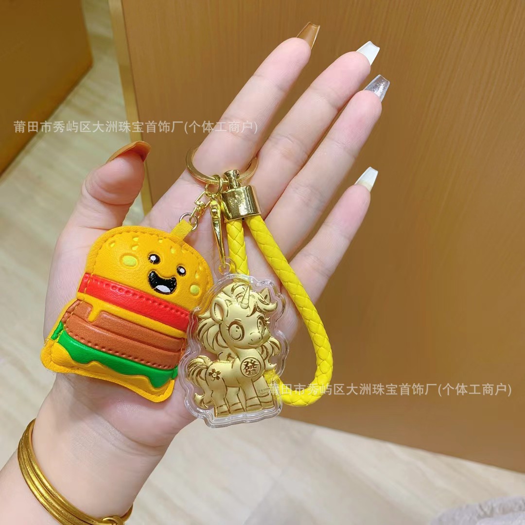 Año del Caballo de oro llavero de automóvil pequeño colgante 999 dinero de inmediato bolso llavero personalizado pequeño regalo