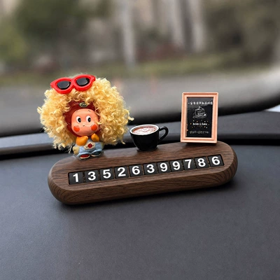 New Star-Shaped Temporary Parking Number Nömrəli dayanma kartı - high-temperature-resistance-afro-little-apple-wood-grain-stop-sign