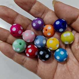 16mm个性树脂仿钻波点圆珠 DIY手工串珠散珠串笔手机链饰品配件