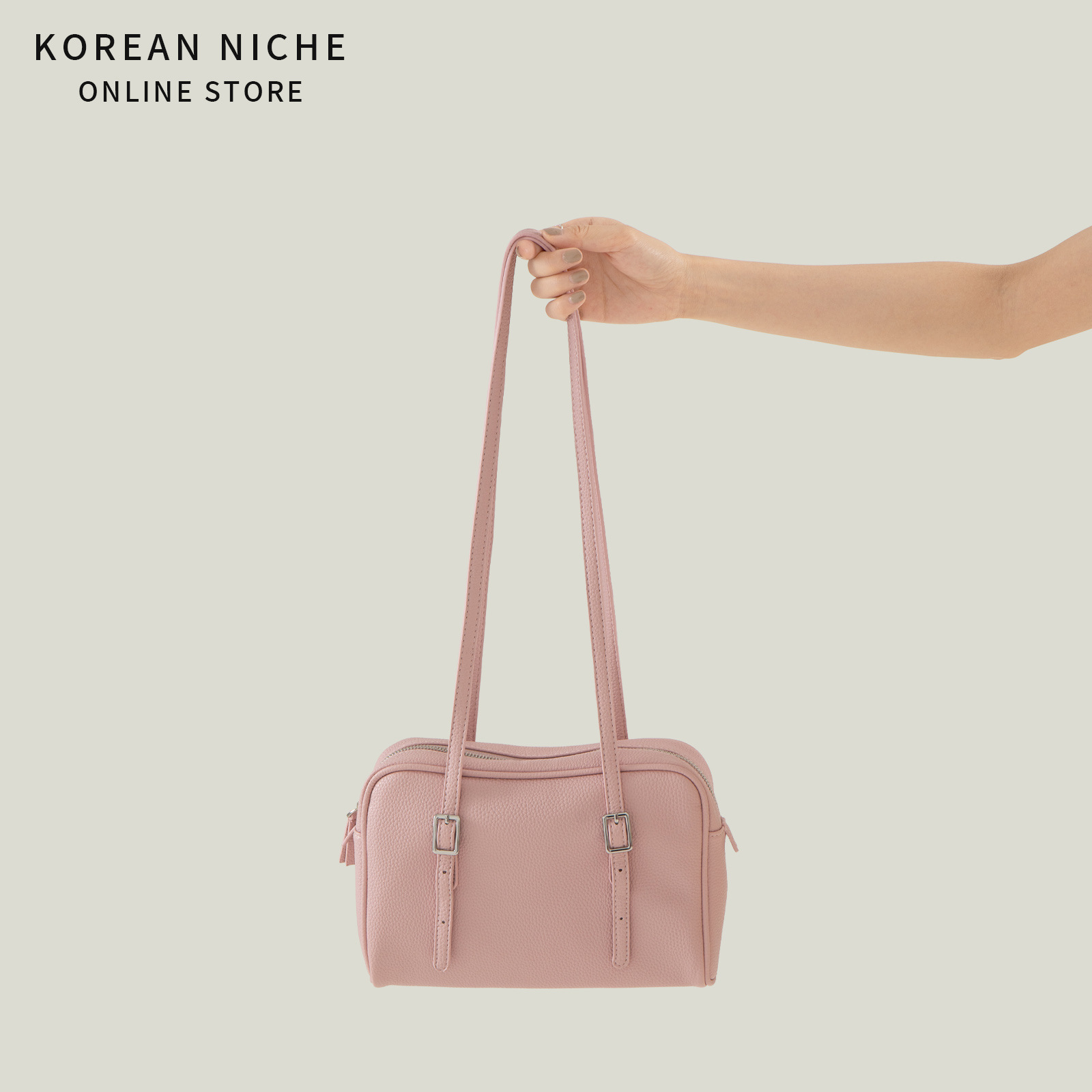 Korean Style Niche Design Lychee Grain Underarm Bowling Bag For Women, Large Capacity Retro Versatile Handbag & Shoulder Bag