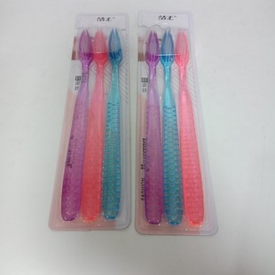 Colorful three-piece adult soft bristle toothbrush cored wire Toothbrush Family Pack wholesale