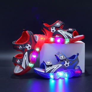 Boys Sandals with Light 2023 Summer New Children's Beach Shoes 1-6 Years Old Boys Sandals with Soft Sole