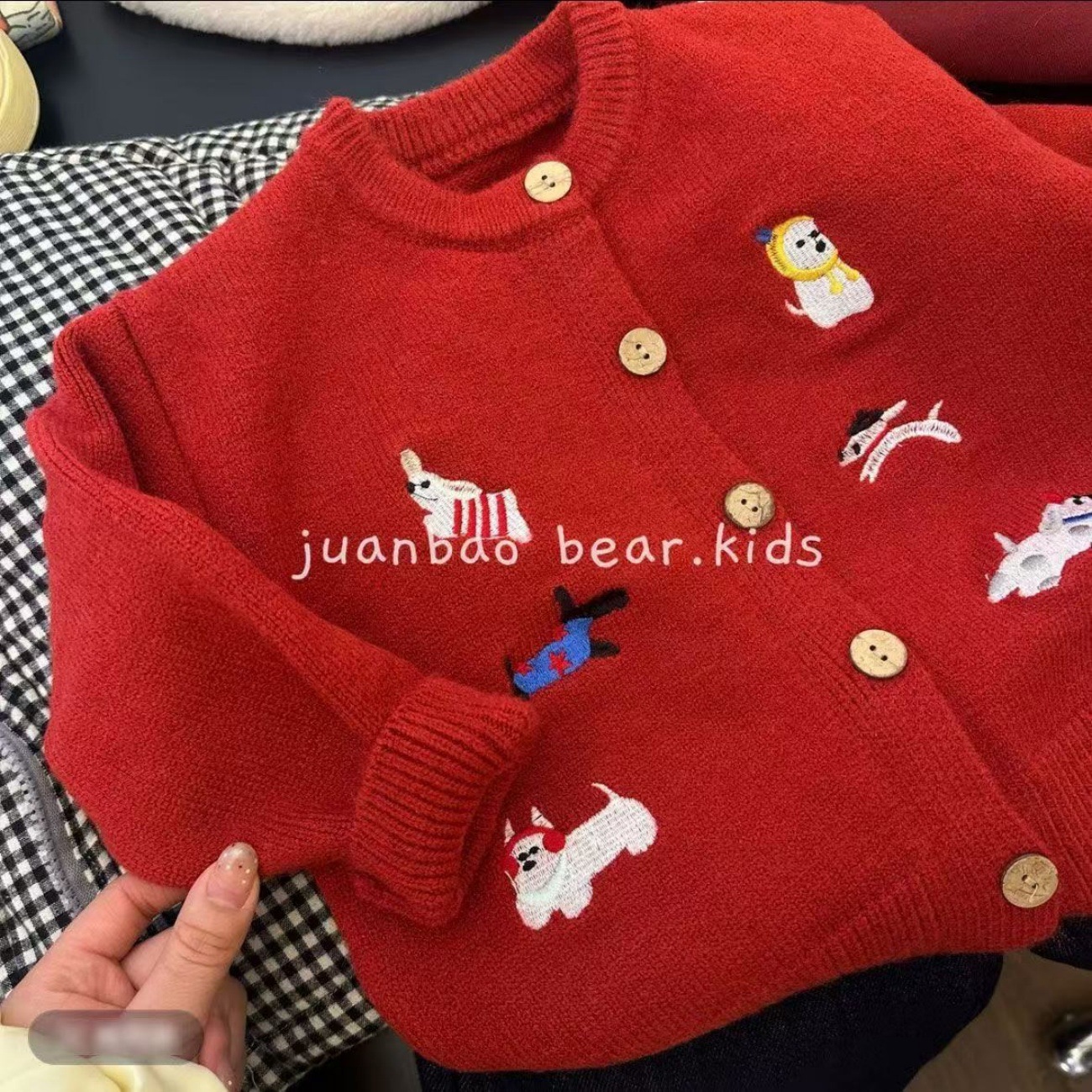 Children's red winter festive sweater for boys