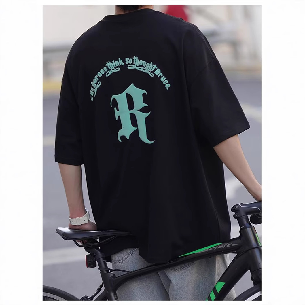 Short-sleeved T-shirt Men's Summer New Teenager High Street Trendy Brand Half-sleeved All-match Loose Half-sleeved T-shirt for Students