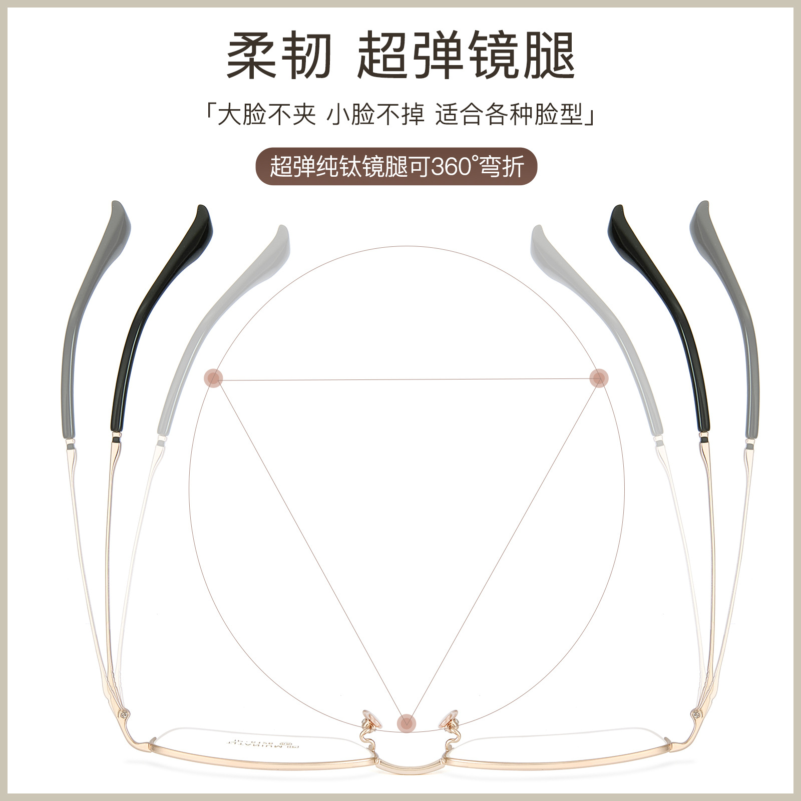 Gafas de media montura de alambre de oro para hombre de titanio puro de cara grande, montura IP, galvanoplastia, se pueden usar con gafas, lote Danyang